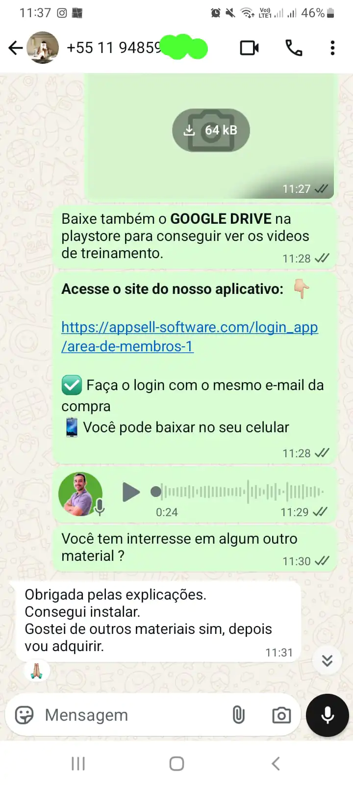 Depoimento de cliente no WhatsApp (2)
